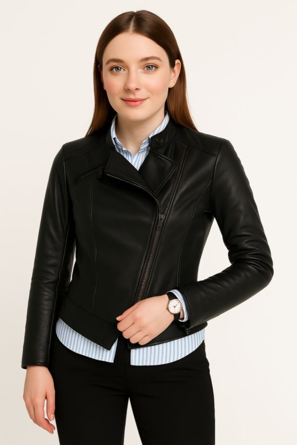 New Green Genuine Women Leather Jacket - Image 9
