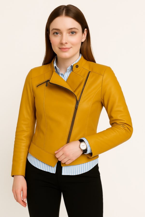 New Green Genuine Women Leather Jacket - Image 10