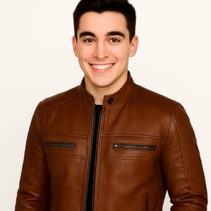 New Men Chocolate Brown Waxed Leather Jacket