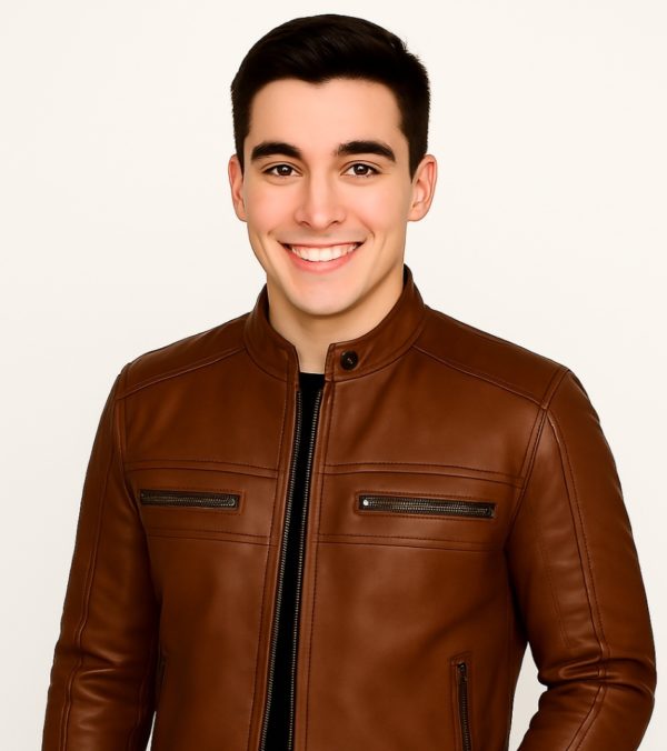 New Men Chocolate Brown Waxed Leather Jacket