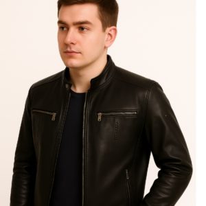 New Men Classic Black  Leather Jacket