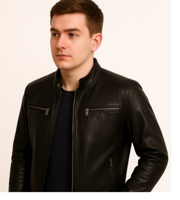 New Men Classic Black  Leather Jacket