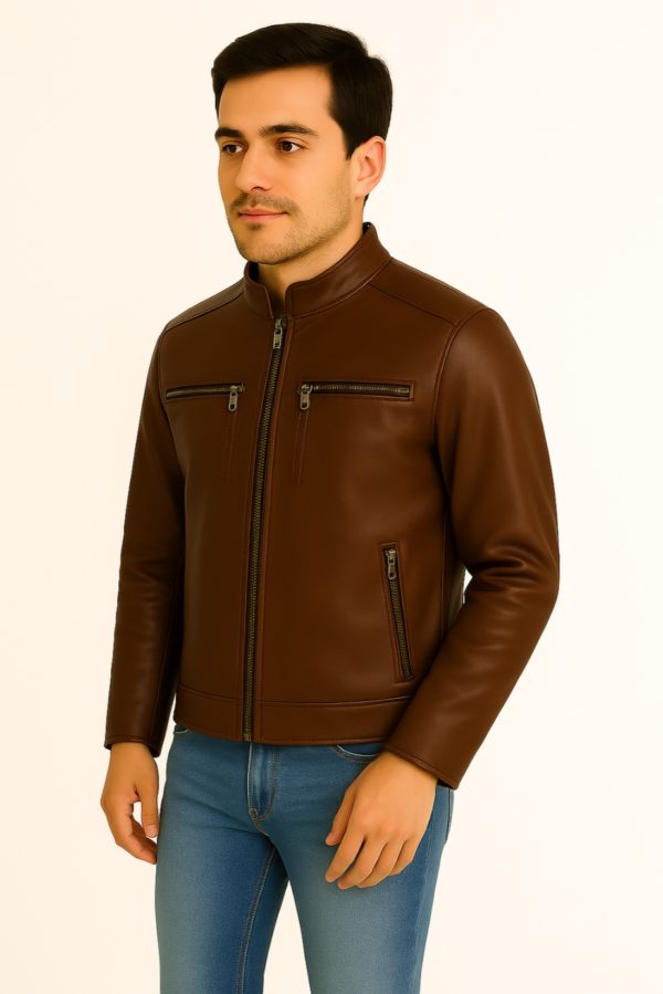 New Men Classic Black  Leather Jacket - Image 13