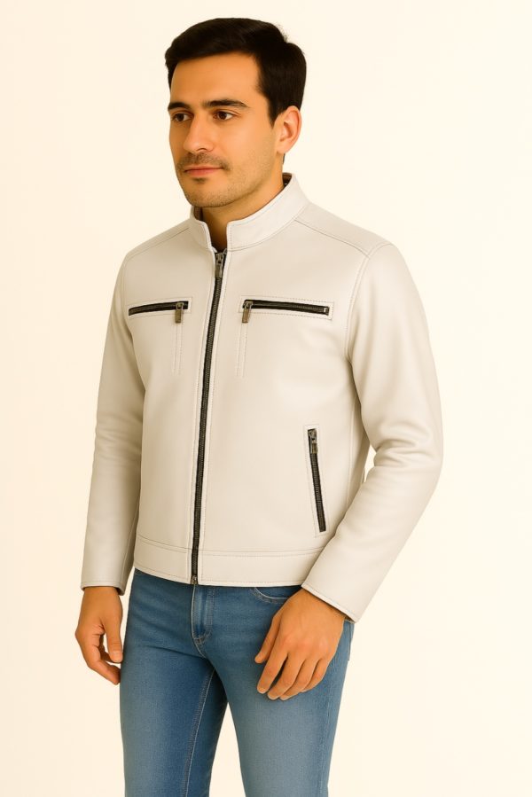 New Men Classic Black  Leather Jacket - Image 3