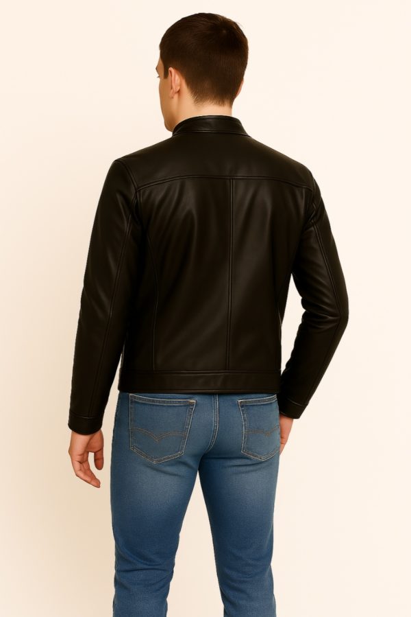New Men Classic Black  Leather Jacket - Image 9