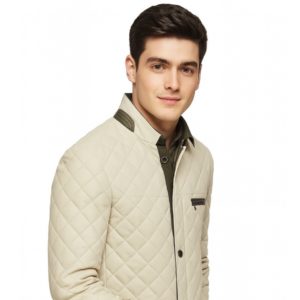 New Men Stylish Taffeta Quilted Leather Coat
