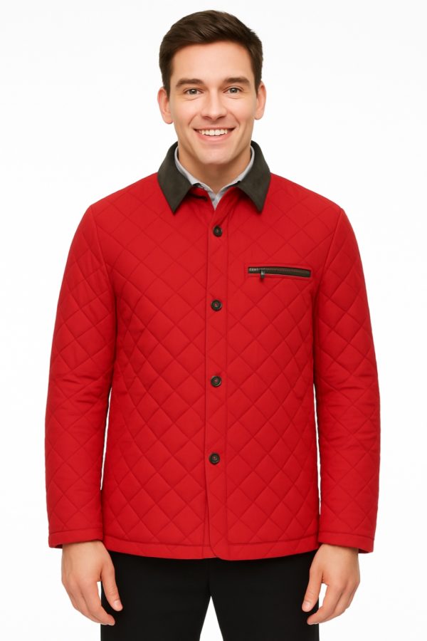 New Men Stylish Taffeta Quilted Leather Coat - Image 12