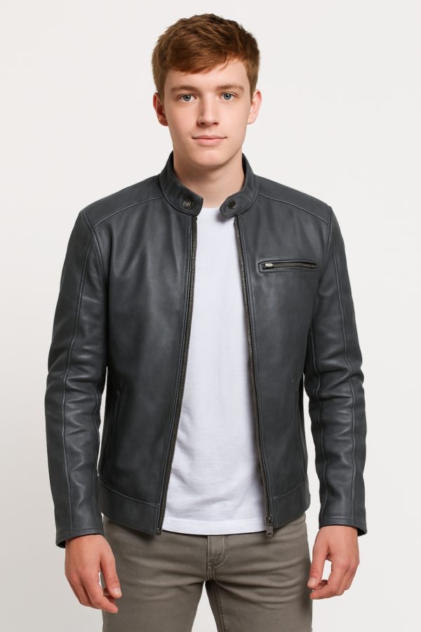 New Men Stylish Dean Brown Leather Biker Jacket - Image 8
