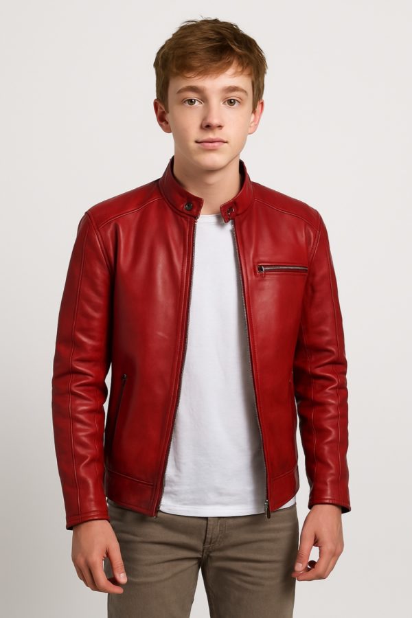 New Men Stylish Dean Brown Leather Biker Jacket - Image 11