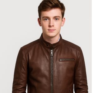 New Men Stylish Dean Brown Leather Biker Jacket