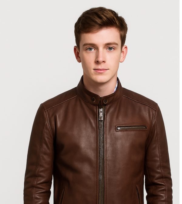 New Men Stylish Dean Brown Leather Biker Jacket