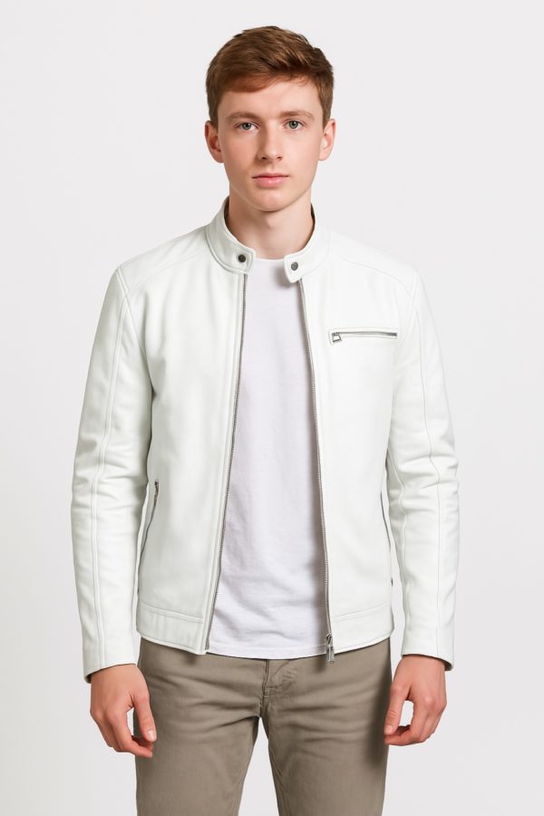 New Men Stylish Dean Brown Leather Biker Jacket - Image 9
