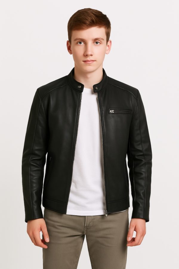 New Men Stylish Dean Brown Leather Biker Jacket - Image 10