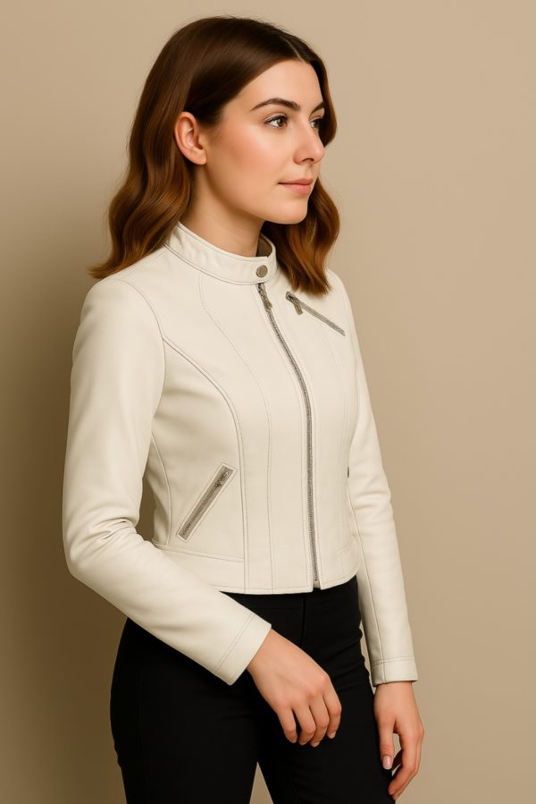 New Super Women Leather Jacket Biker Style - Image 9
