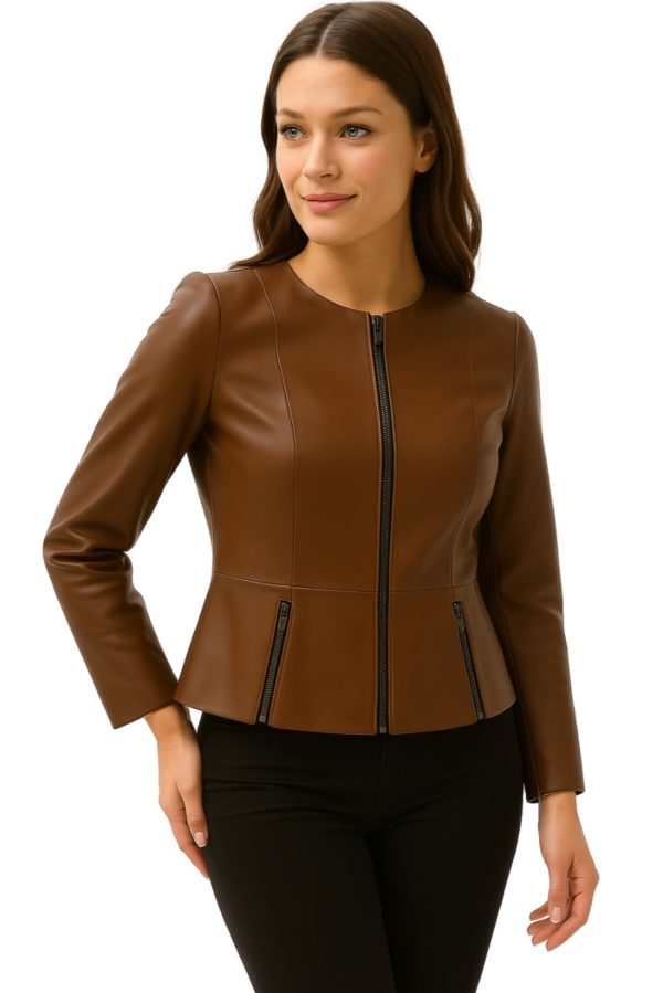 New Women Black Sheepskin Leather Jacket - Image 11