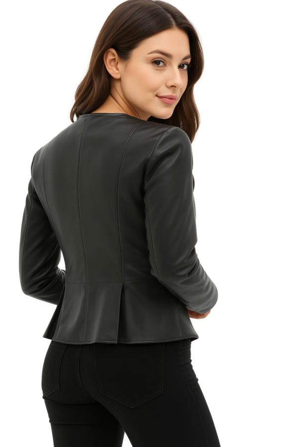 New Women Black Sheepskin Leather Jacket - Image 5