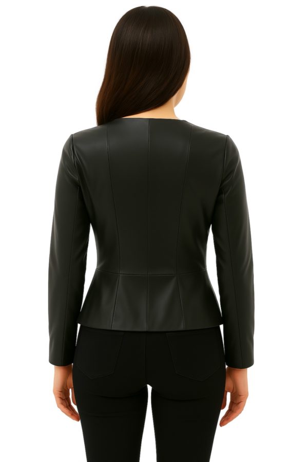 New Women Black Sheepskin Leather Jacket - Image 6