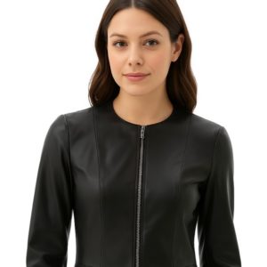 New Women Black Sheepskin Leather Jacket