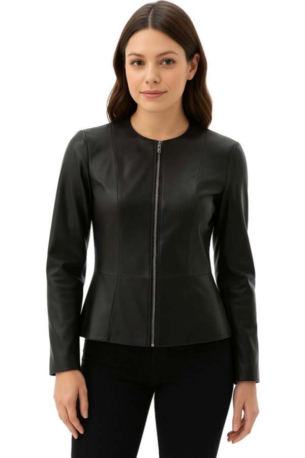 New Women Black Sheepskin Leather Jacket - Image 7