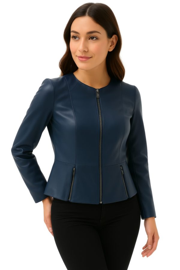 New Women Black Sheepskin Leather Jacket - Image 8