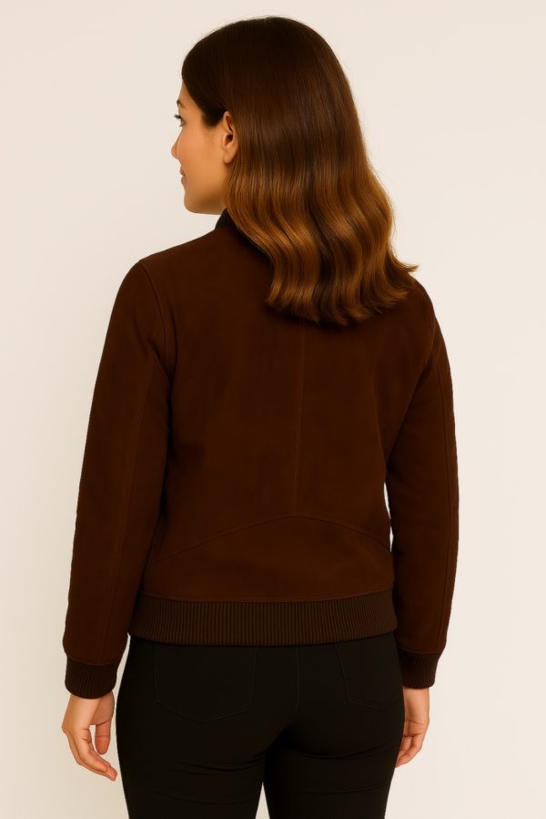 New Women Dark Brown Suede Jacket - Image 7
