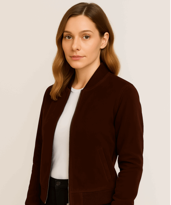 New Women Dark Brown Suede Jacket