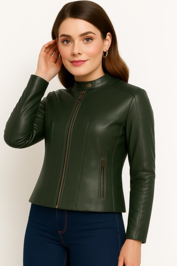 New Women’s Classic Blue Leather Jacket - Image 10
