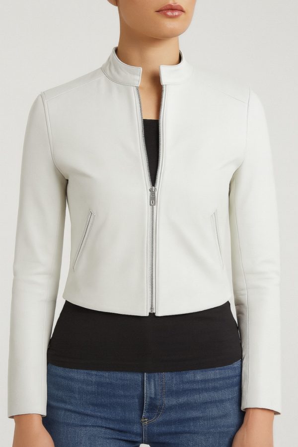 New Women’s Classic Blue Leather Jacket - Image 12