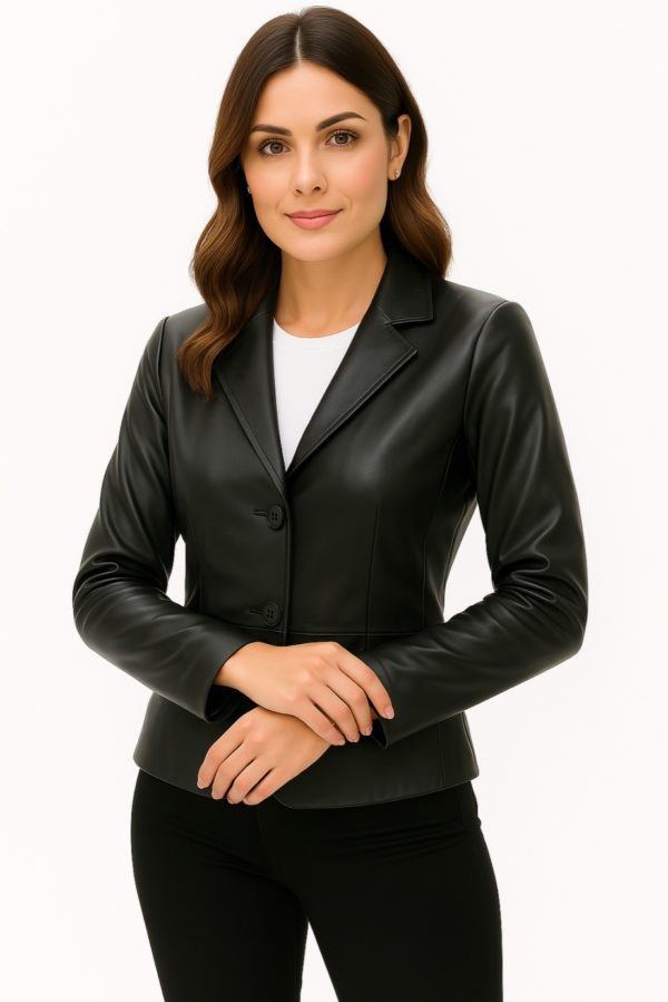 Women's Black Genuine Lamb Leather Jacket - Image 3