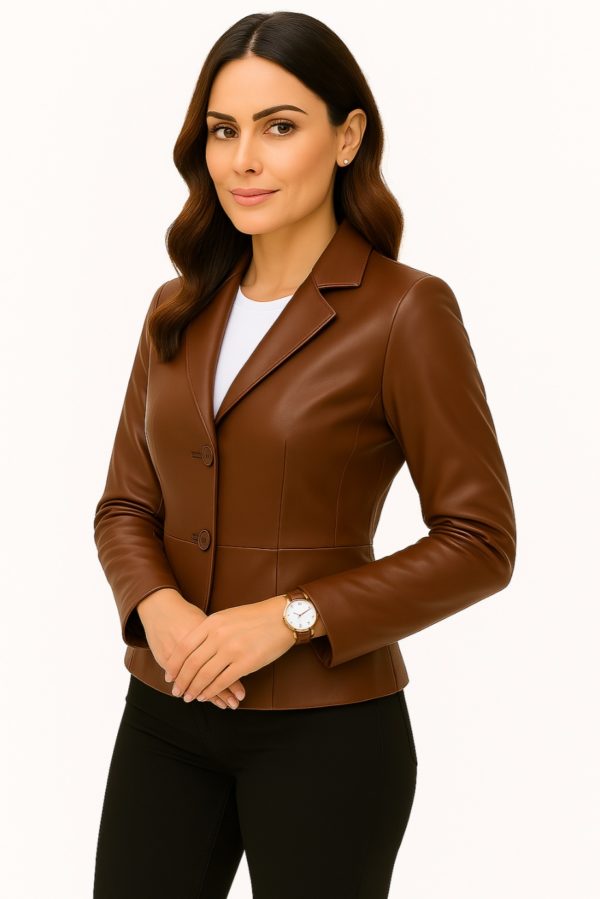 Women's Black Genuine Lamb Leather Jacket - Image 7
