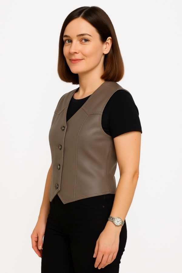 New Women's Genuine Red Leather Vest - Image 6