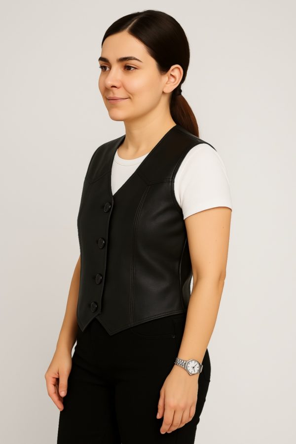 New Women's Genuine Red Leather Vest - Image 7