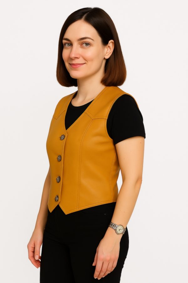 New Women's Genuine Red Leather Vest - Image 10